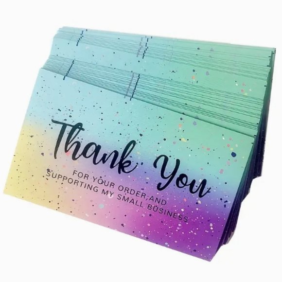 NEW Thank You For Your Order & Supporting My Small Business Cards 3 PACKS OF 50 - Picture 2 of 3